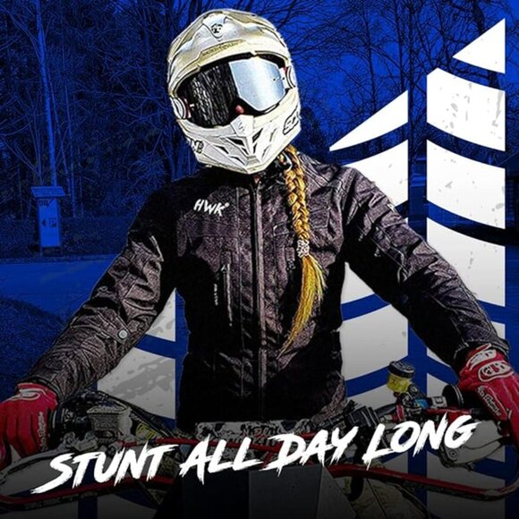 Women's HWK Stunt Motorcycle Jacket – CE Armor, Water-Resistant, Thermal Lining - Picture 4 of 6